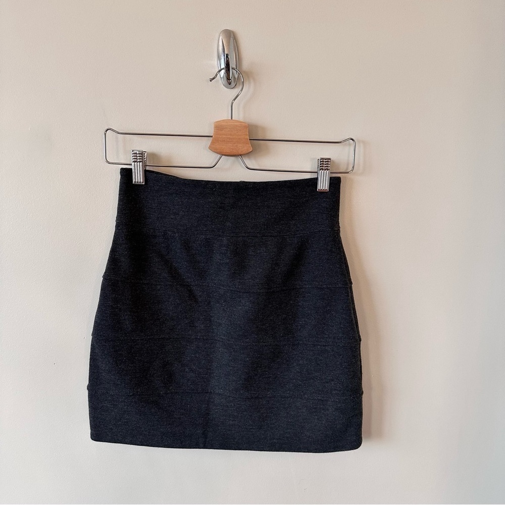 ARITZIA-TALULA Dark Grey Midi Bodycon Mini Skirt (Size:6)